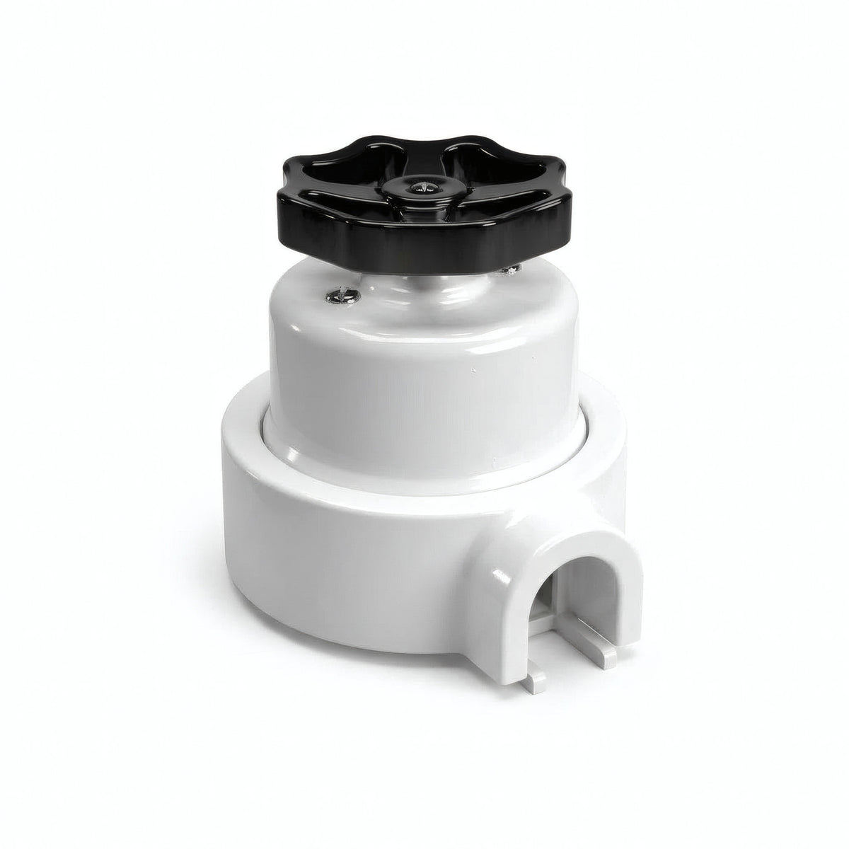 Kit interrupteur va-et-vient à bouton et socle en porcelaine — Blanc / Noir / 1 sortie