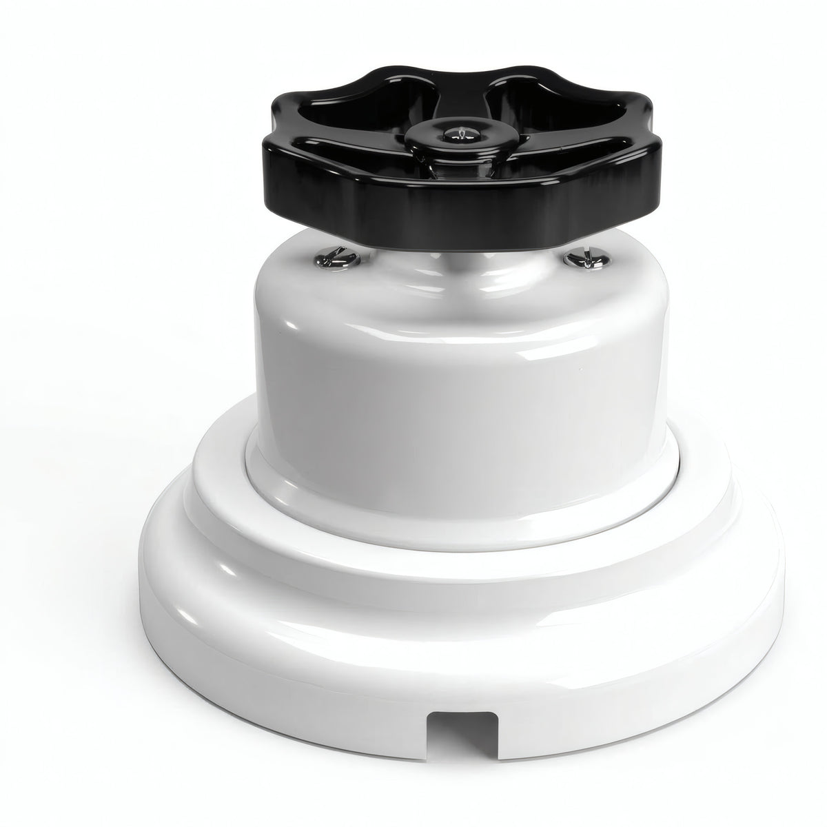 Kit interrupteur va-et-vient à bouton et socle en porcelaine — Blanc / Noir / Plat Ø 100 mm