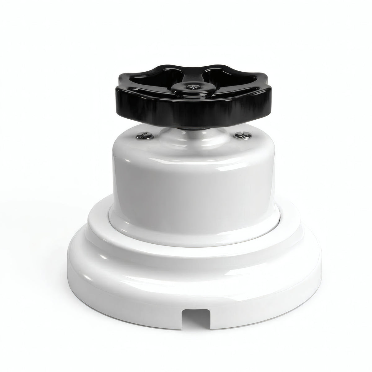 Kit interrupteur va-et-vient à bouton et socle en porcelaine — Blanc / Noir / Plat Ø 100 mm