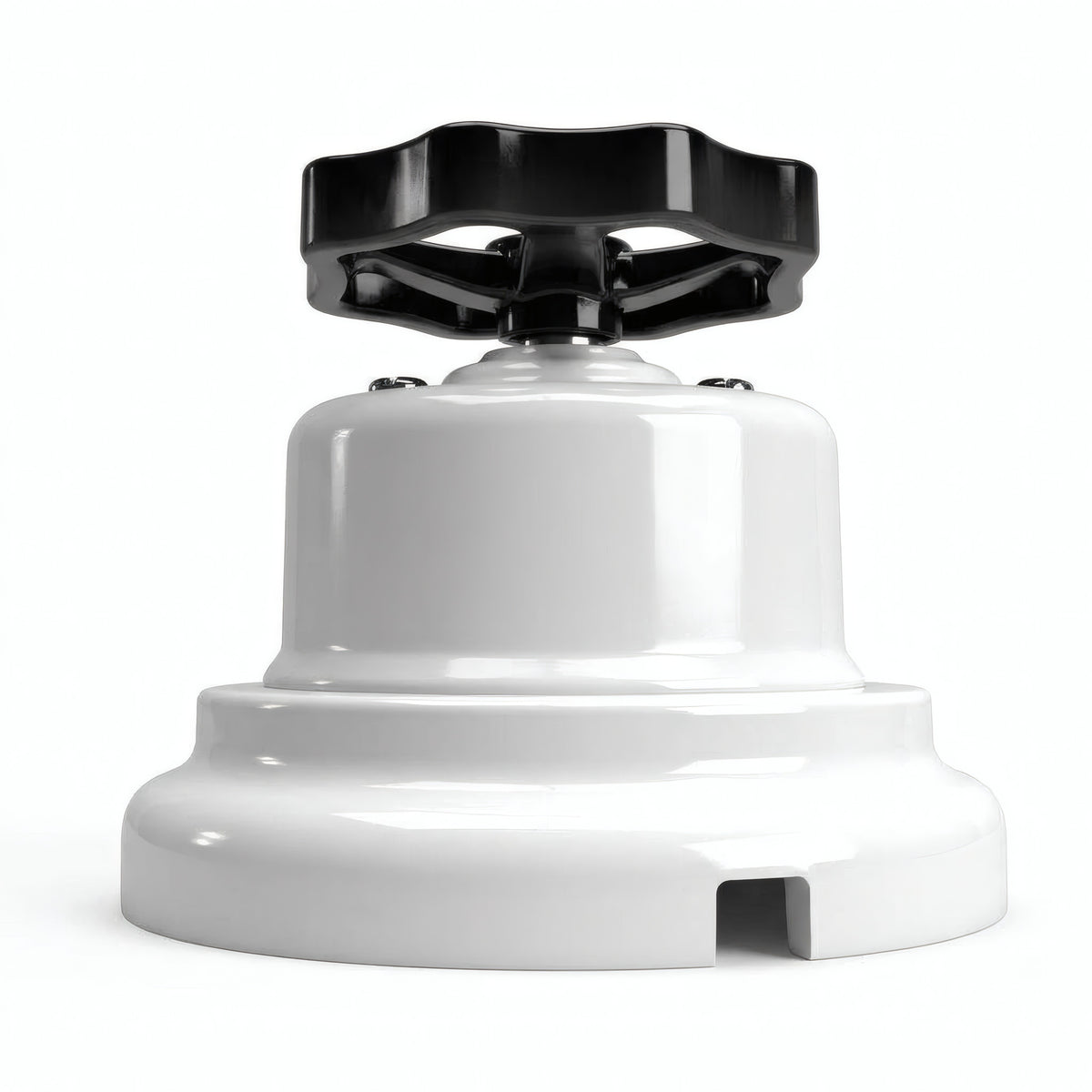 Kit interrupteur va-et-vient à bouton et socle en porcelaine — Blanc / Noir / Plat Ø 100 mm
