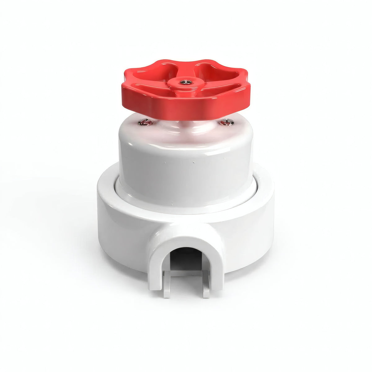 Kit interrupteur va-et-vient à bouton et socle en porcelaine — Blanc / Rouge / 1 sortie