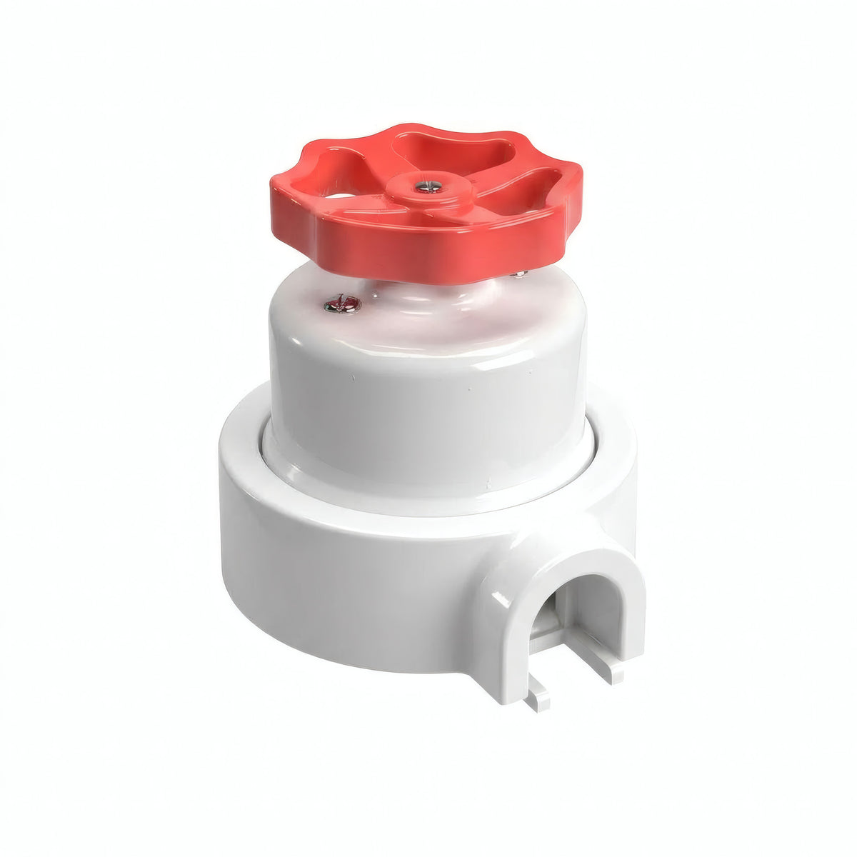 Kit interrupteur va-et-vient à bouton et socle en porcelaine — Blanc / Rouge / 1 sortie