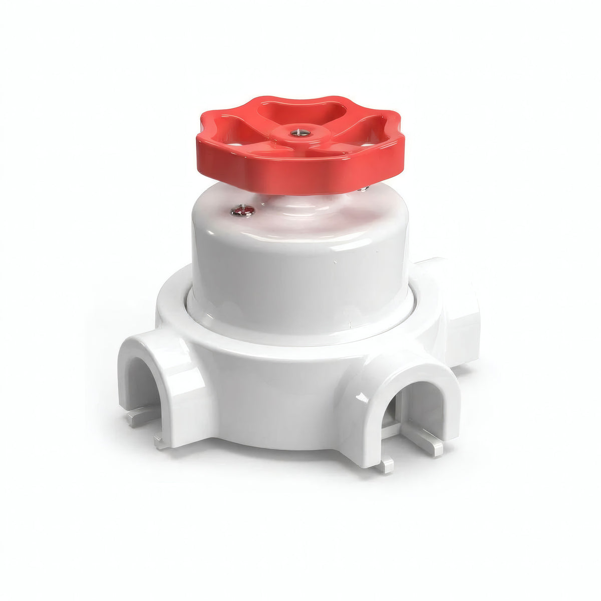 Kit interrupteur va-et-vient à bouton et socle en porcelaine — Blanc / Rouge / 3 sorties