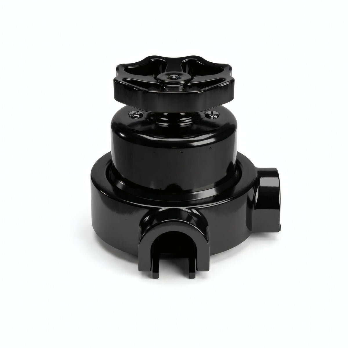 Kit interrupteur va-et-vient à bouton et socle en porcelaine — Noir / Noir / 2 sorties