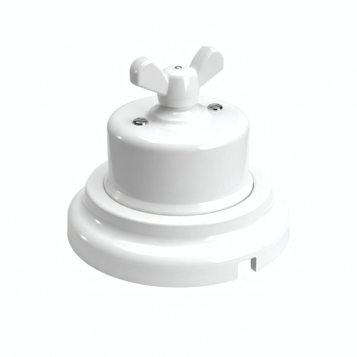 Kit va-et-vient à écrou papillon et socle en porcelaine — Blanc / Blanc / Plat Ø 100 mm