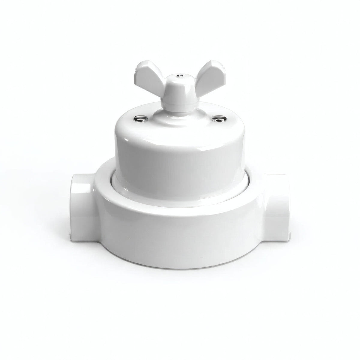 Kit va-et-vient à écrou papillon et socle en porcelaine — Blanc / Blanc / 2 sorties en ligne