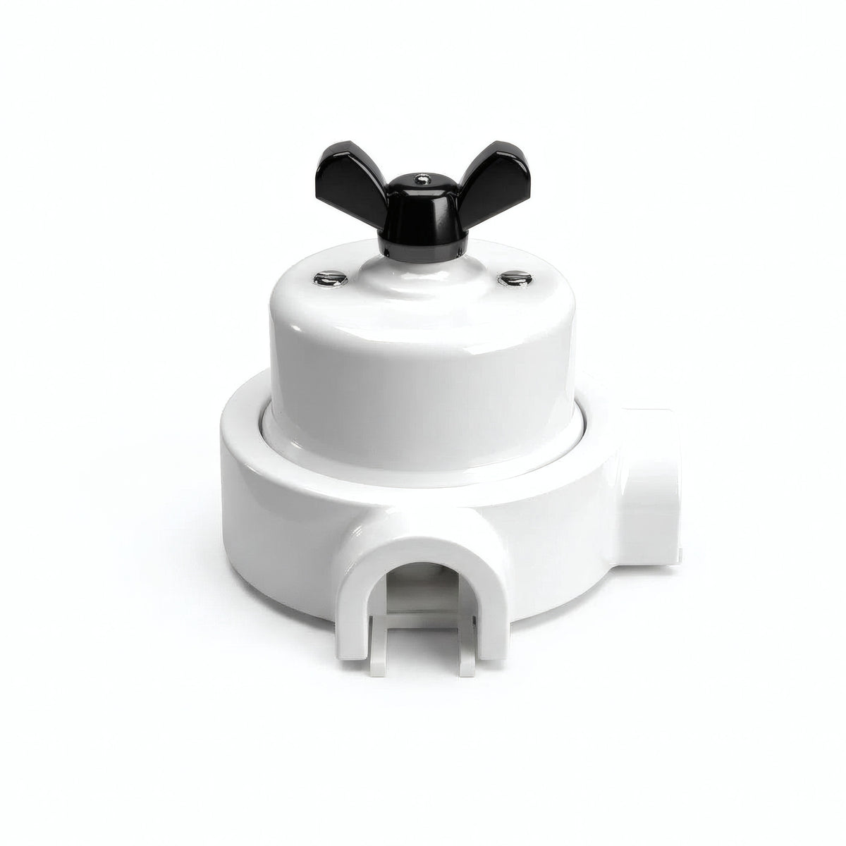Kit va-et-vient à écrou papillon et socle en porcelaine — Blanc / Noir / 2 sorties