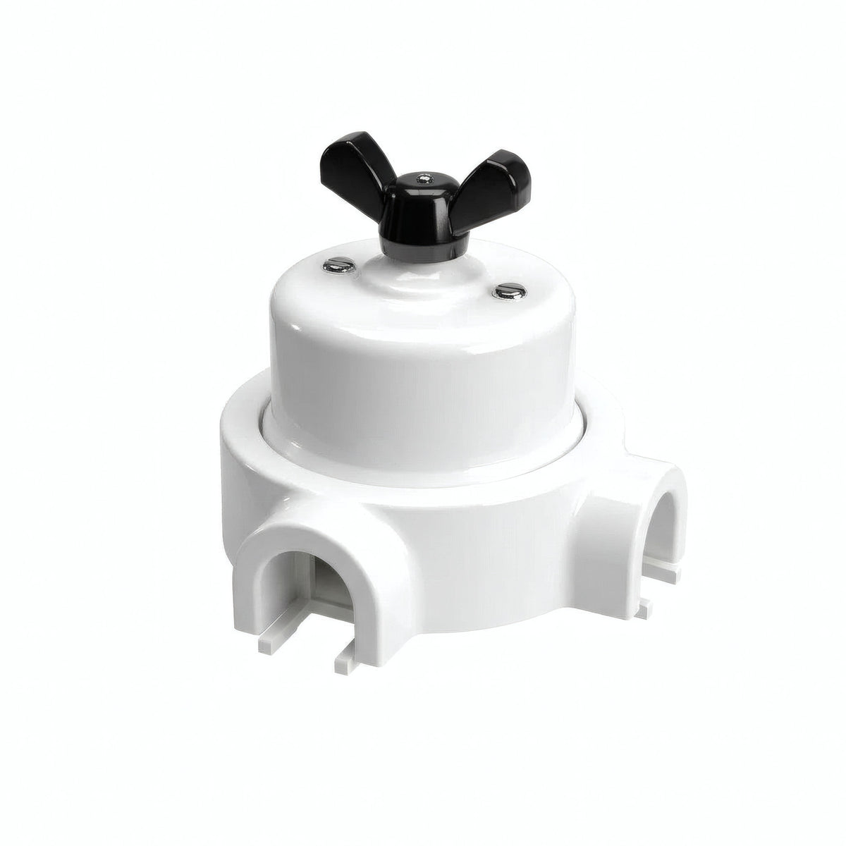 Kit va-et-vient à écrou papillon et socle en porcelaine — Blanc / Noir / 2 sorties