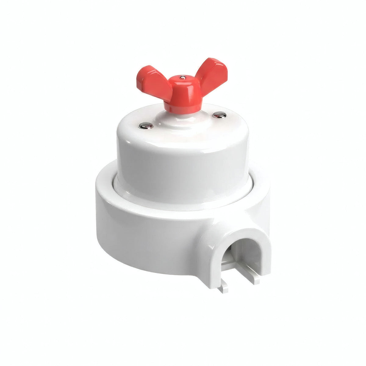 Kit va-et-vient à écrou papillon et socle en porcelaine — Blanc / Rouge / 1 sortie