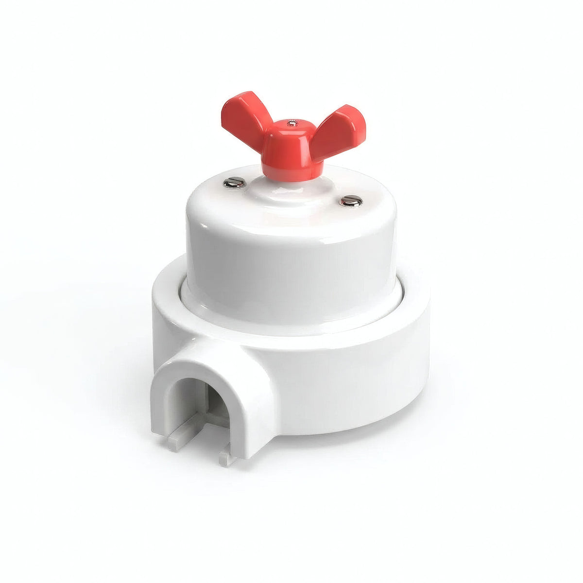 Kit va-et-vient à écrou papillon et socle en porcelaine — Blanc / Rouge / 1 sortie