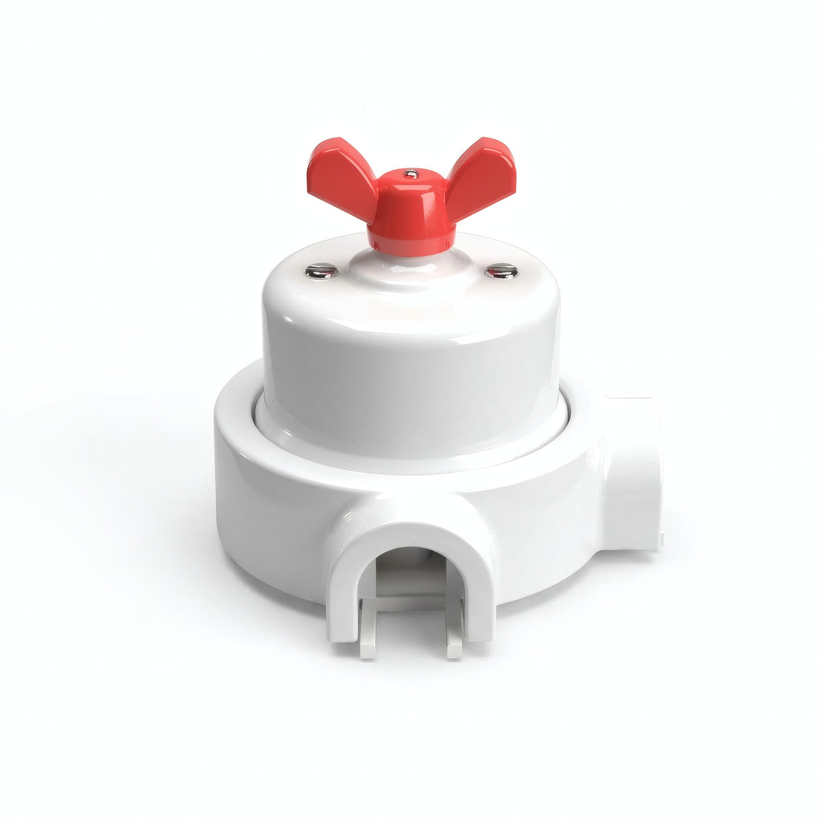 Kit va-et-vient à écrou papillon et socle en porcelaine — Blanc / Rouge / 2 sorties