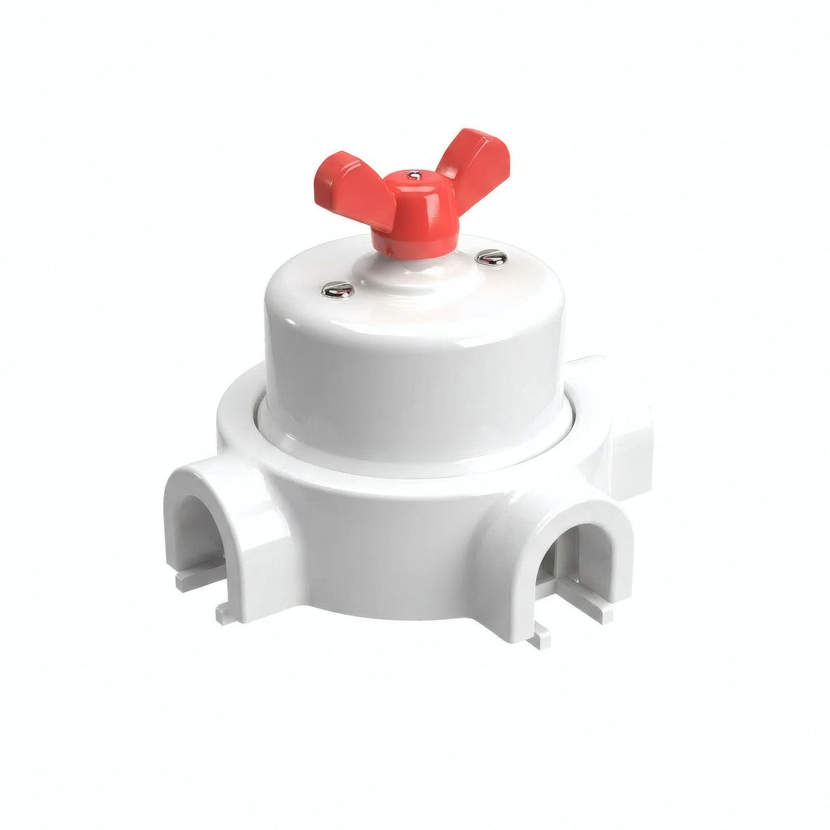 Kit va-et-vient à écrou papillon et socle en porcelaine — Blanc / Rouge / 3 sorties
