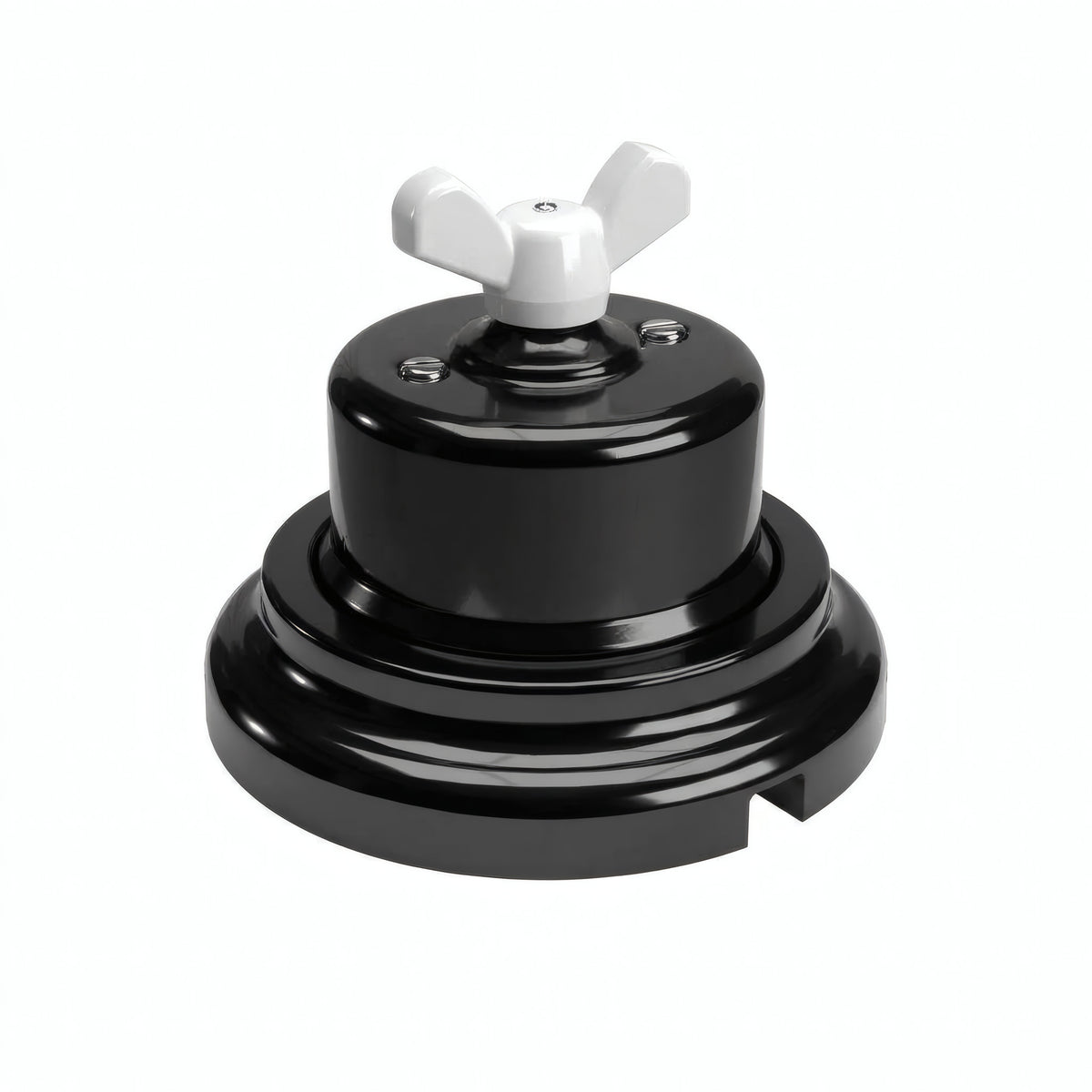 Kit va-et-vient à écrou papillon et socle en porcelaine — Noir / Blanc / Plat Ø 100 mm