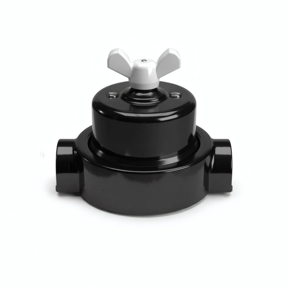 Kit va-et-vient à écrou papillon et socle en porcelaine — Noir / Blanc / 2 sorties en ligne