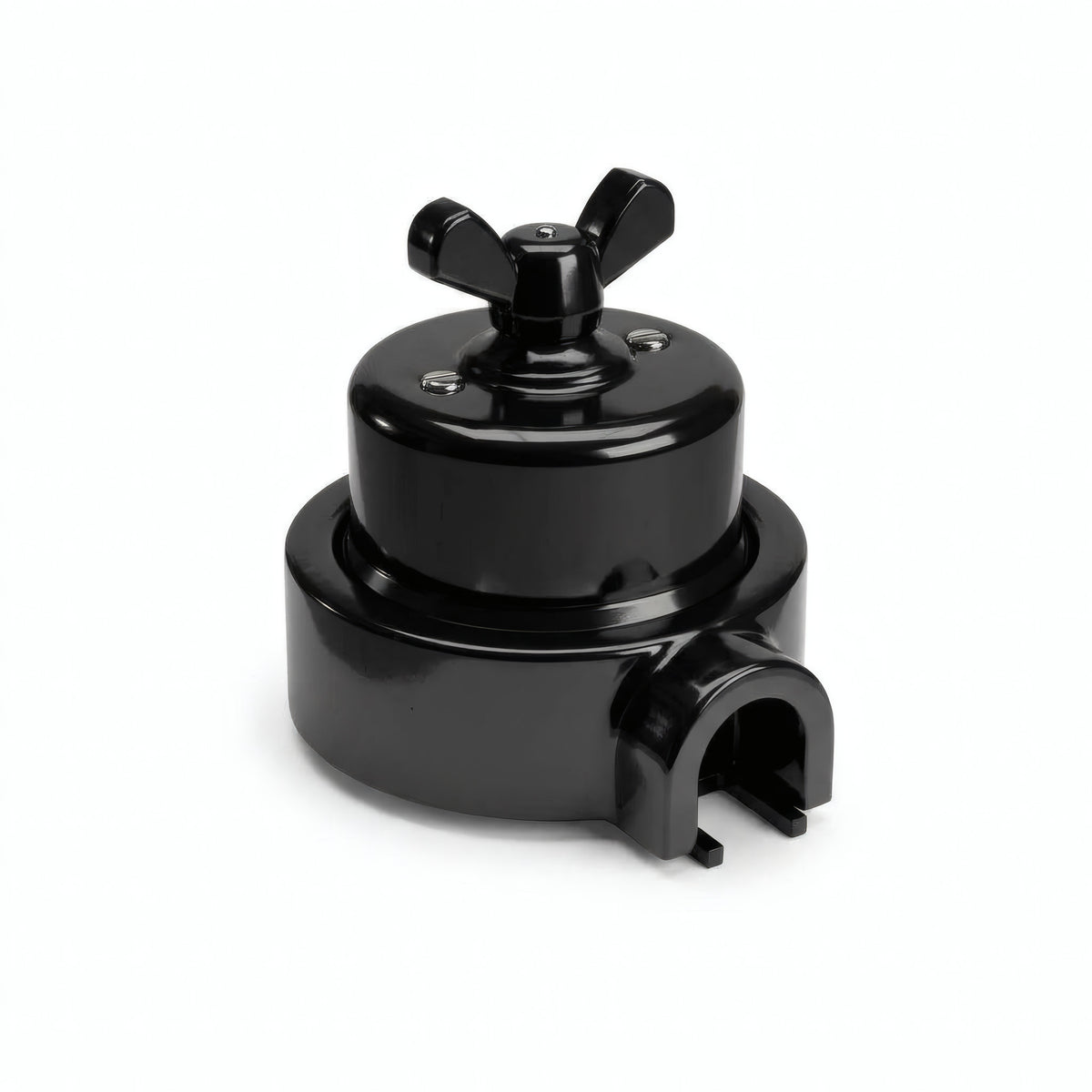 Kit va-et-vient à écrou papillon et socle en porcelaine — Noir / Noir / 1 sortie