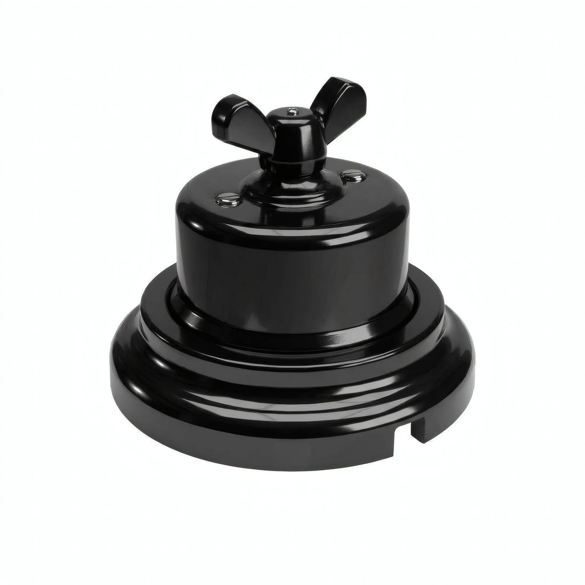 Kit va-et-vient à écrou papillon et socle en porcelaine — Noir / Noir / Plat Ø 100 mm