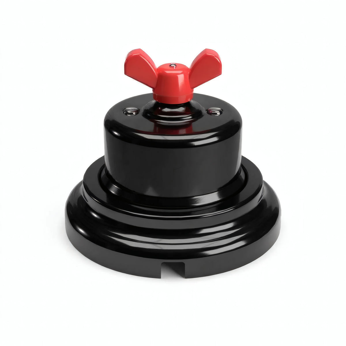 Kit va-et-vient à écrou papillon et socle en porcelaine — Noir / Rouge / Plat Ø 100 mm