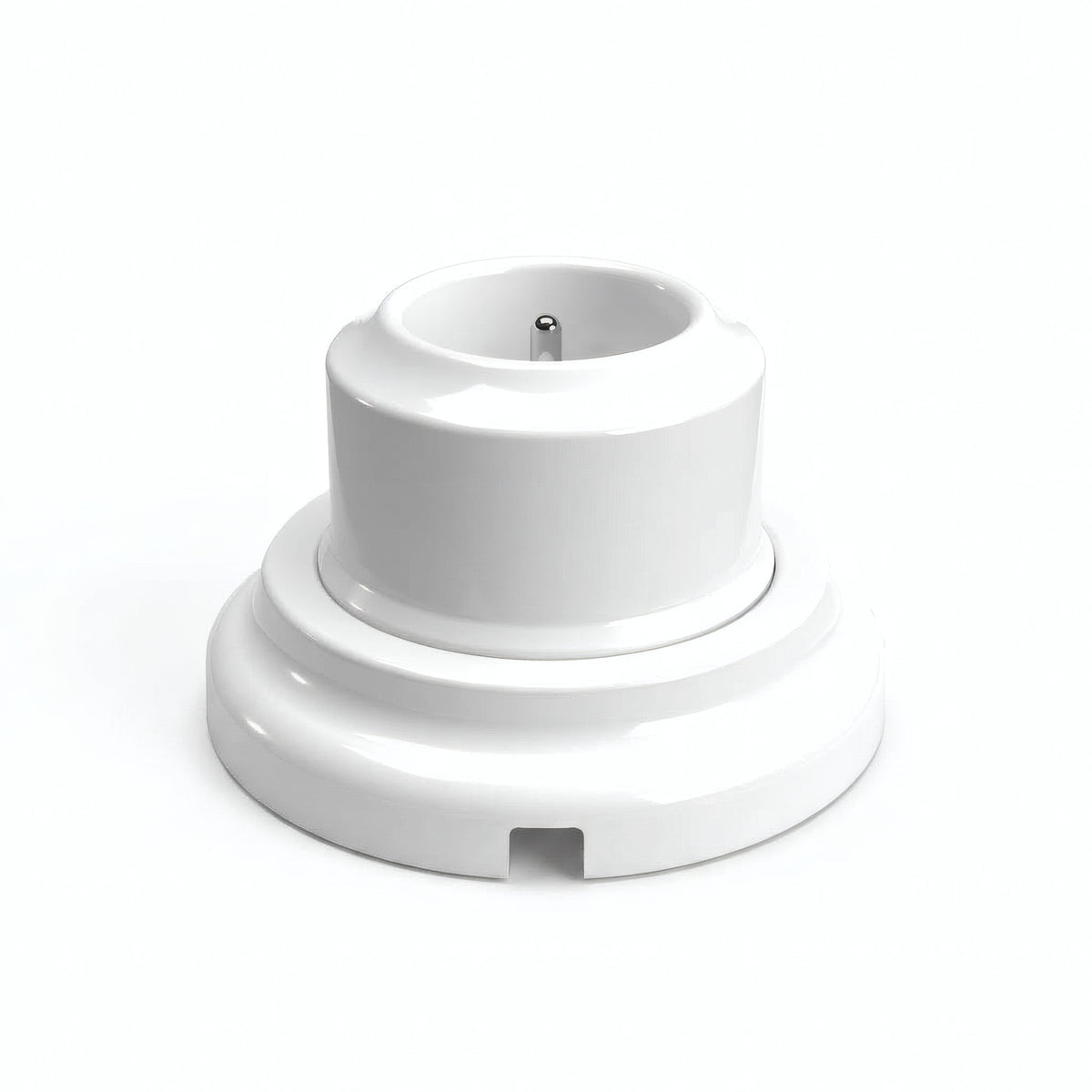 Kit prise murale et socle en porcelaine — Française 2P+T 16 A / Blanc / Plat Ø 100 mm