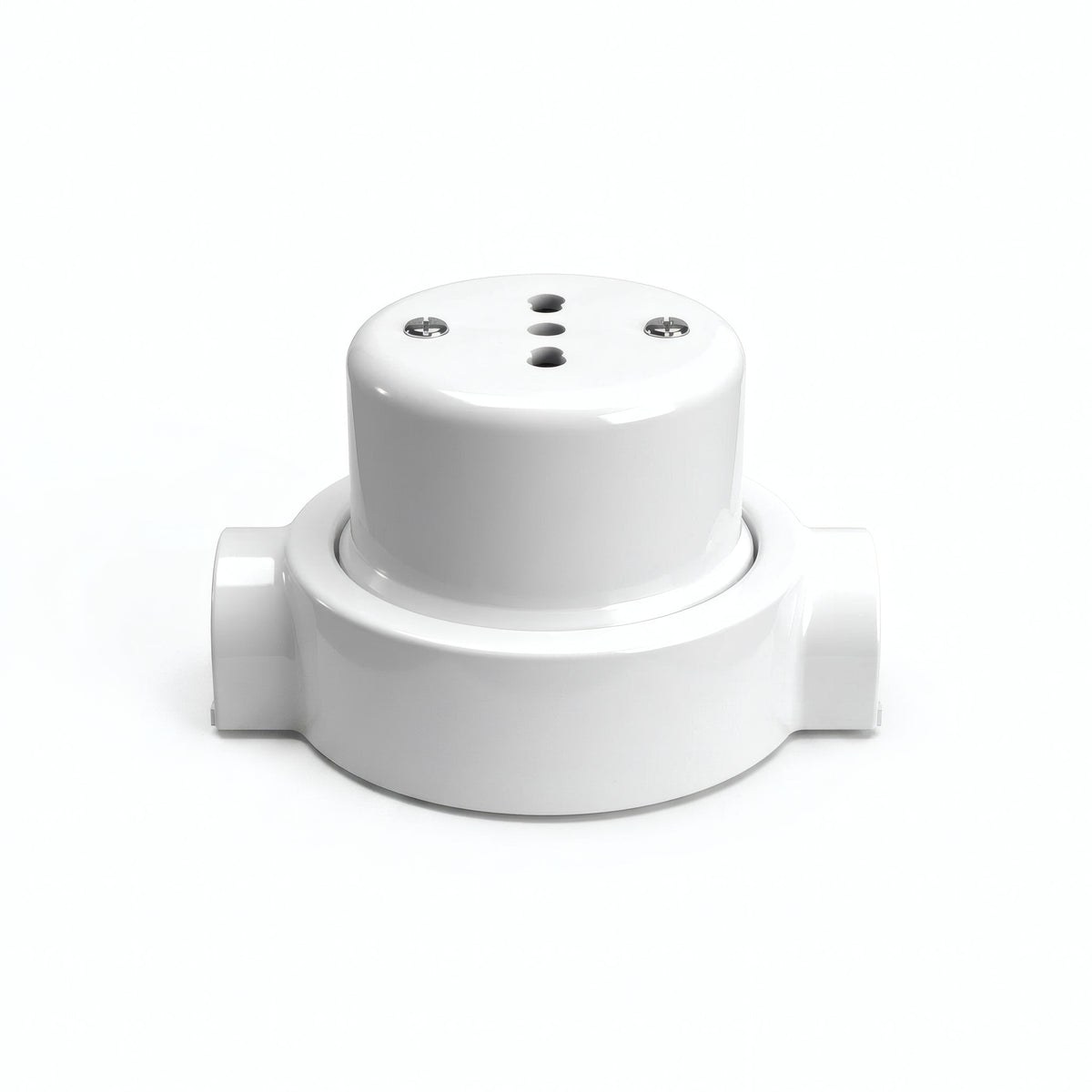 Kit prise murale et socle en porcelaine — Italienne 2P+T 10/16 A / Blanc / 2 sorties en ligne