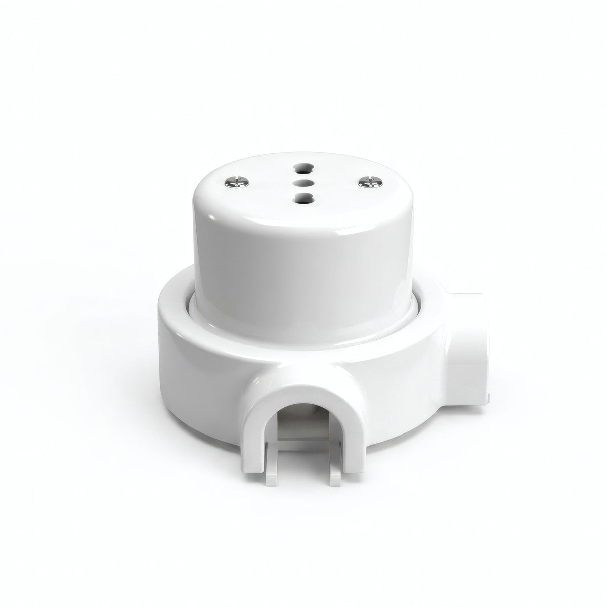 Kit prise murale et socle en porcelaine — Italienne 2P+T 10/16 A / Blanc / 2 sorties