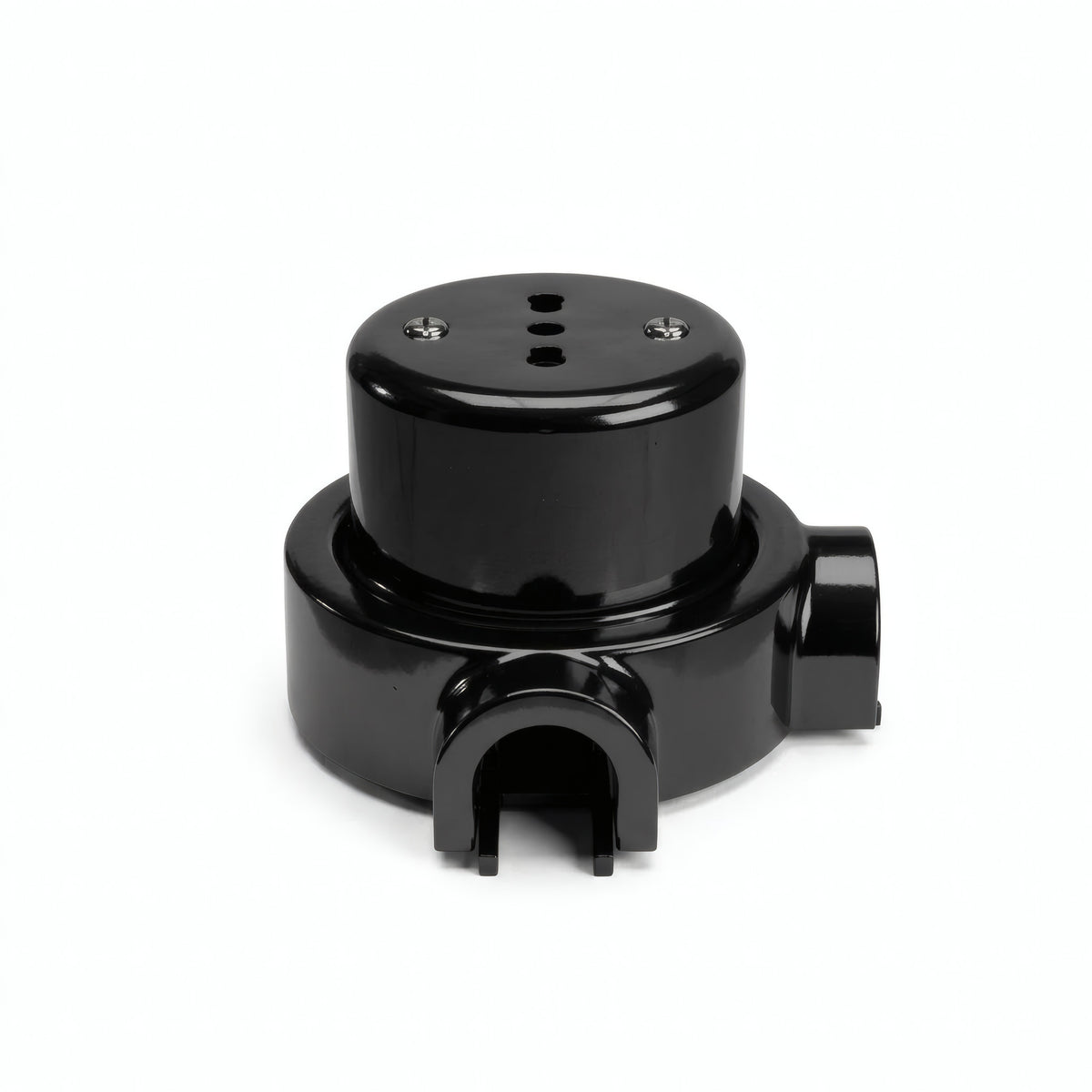 Kit prise murale et socle en porcelaine — Italienne 2P+T 10/16 A / Noir / 2 sorties