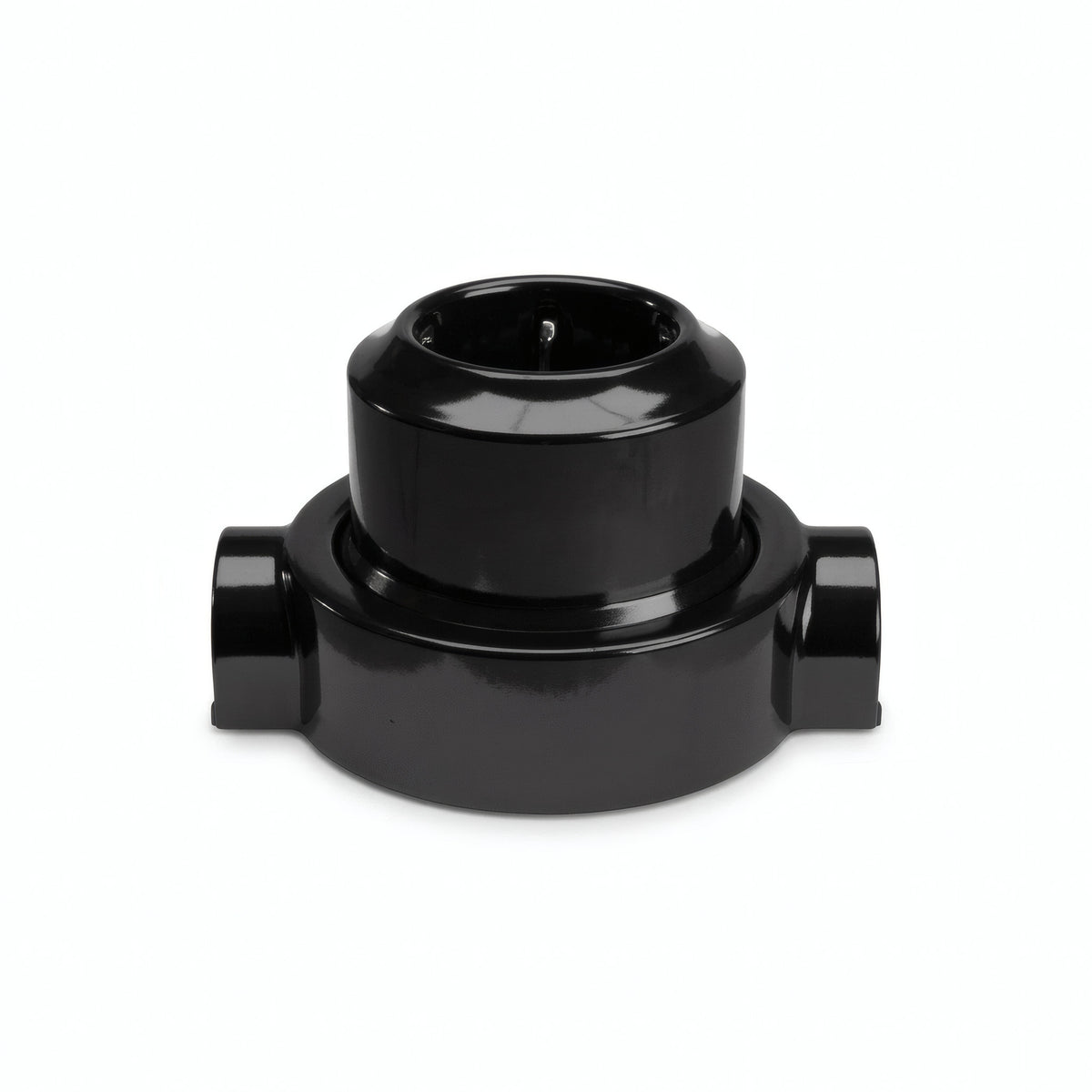 Kit prise murale et socle en porcelaine — Schuko 2P+T 16 A / Noir / 2 sorties en ligne