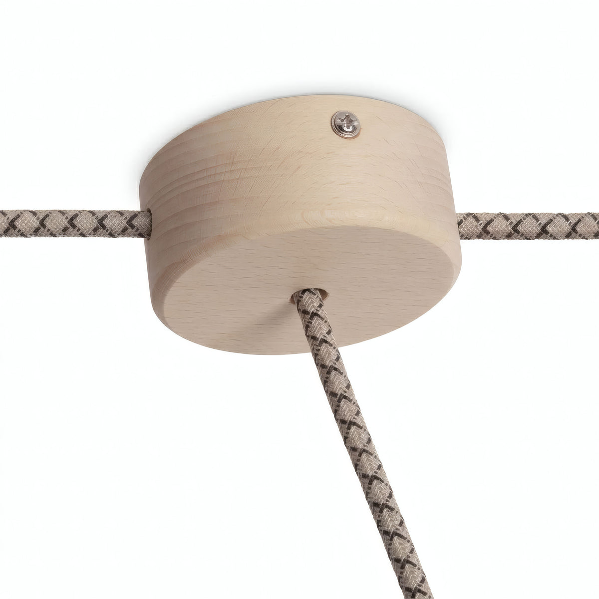 Mini rosace cylindrique en bois, Ø 88 mm — 1 trou central et 2 latéraux / Neutre