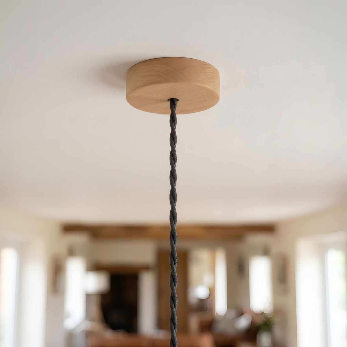 Mini rosace cylindrique en bois, Ø 88 mm — 1 trou central / Neutre