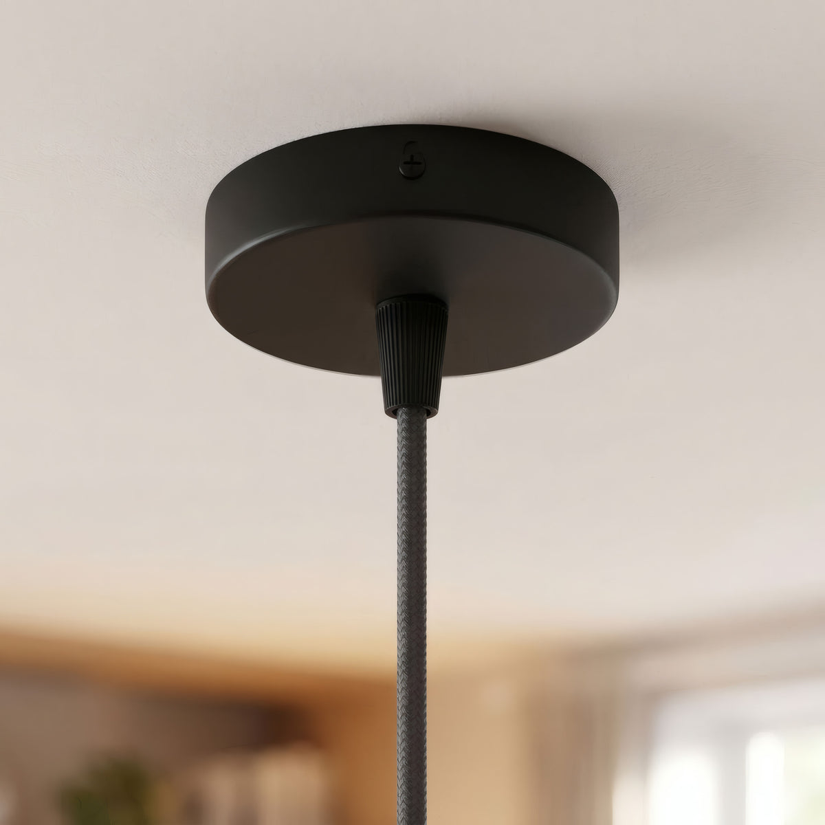 Mini rosace cylindrique en métal, Ø 83 mm — 1 trou central / Conique thermoplastique / Noir