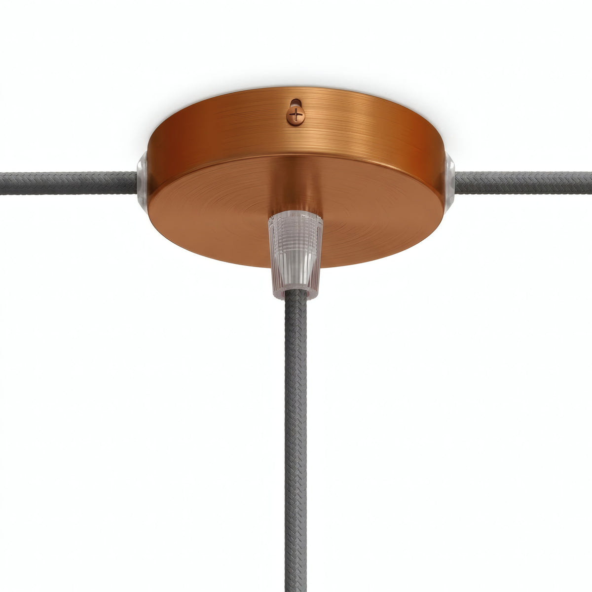 Mini rosace cylindrique en métal, Ø 83 mm — 1 trou central et 2 latéraux / Conique thermoplastique / Cuivre satiné