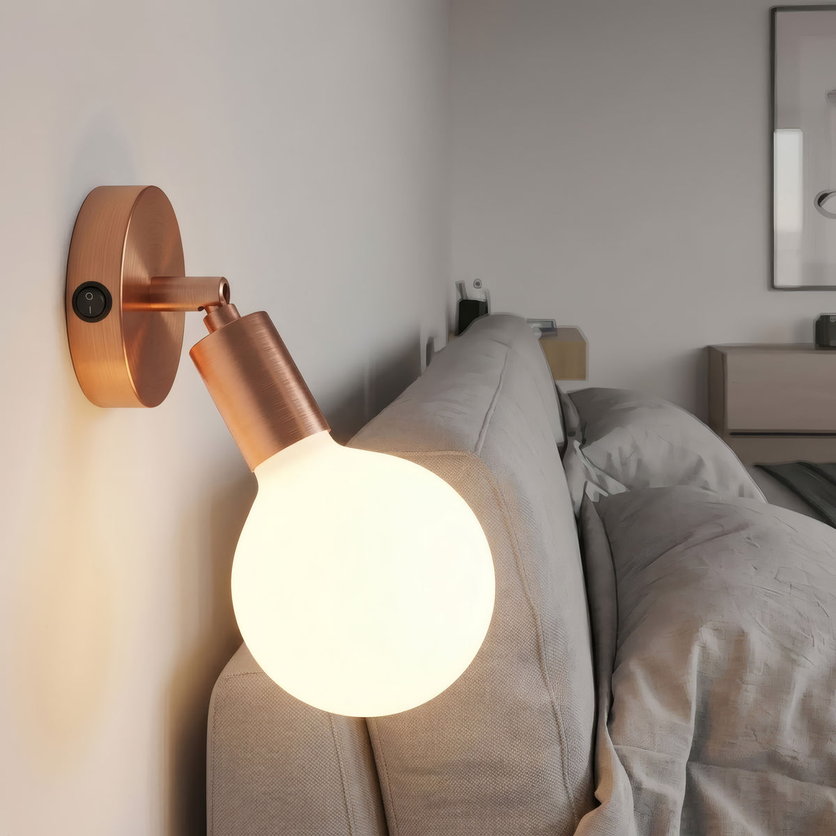 Mini rosace cylindrique en métal avec interrupteur, Ø 83 mm — Cuivre satiné