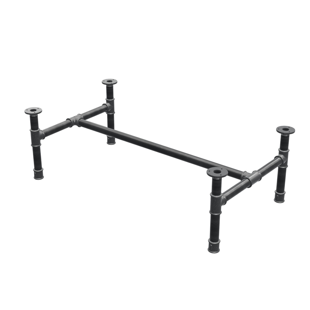Piètement de table basse, structure en H, fonte et acier Ø 34 mm, 102 × 56 cm, hauteur 32 cm