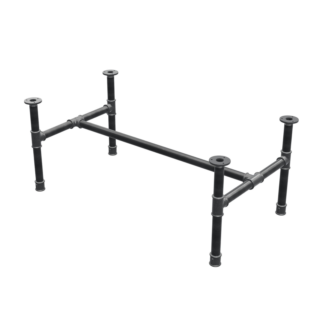 Piètement de table basse, structure en H, fonte et acier Ø 34 mm, 102 × 56 cm, hauteur 42 cm