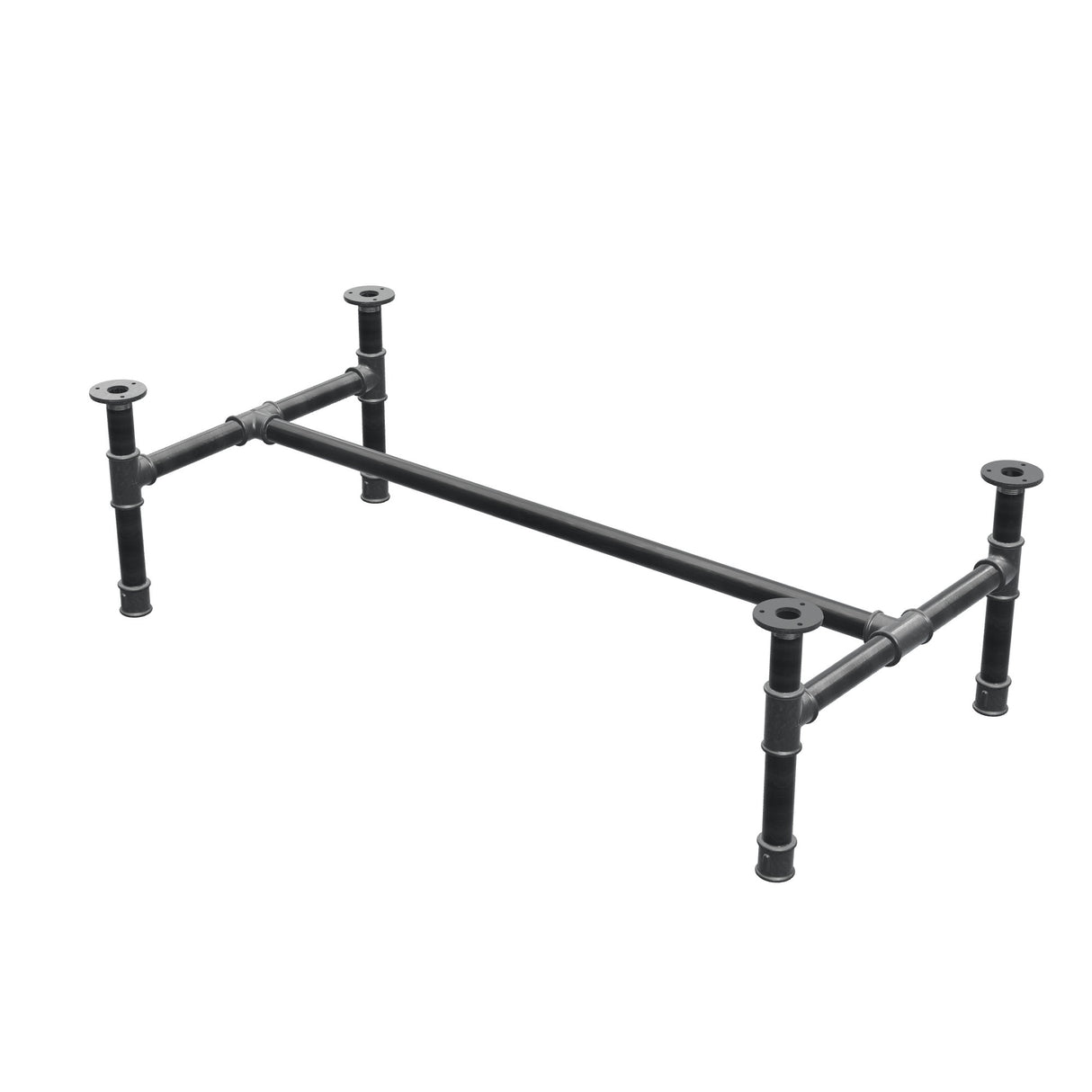 Piètement de table basse, structure en H, fonte et acier Ø 34 mm, 112 × 56 cm, hauteur 32 cm