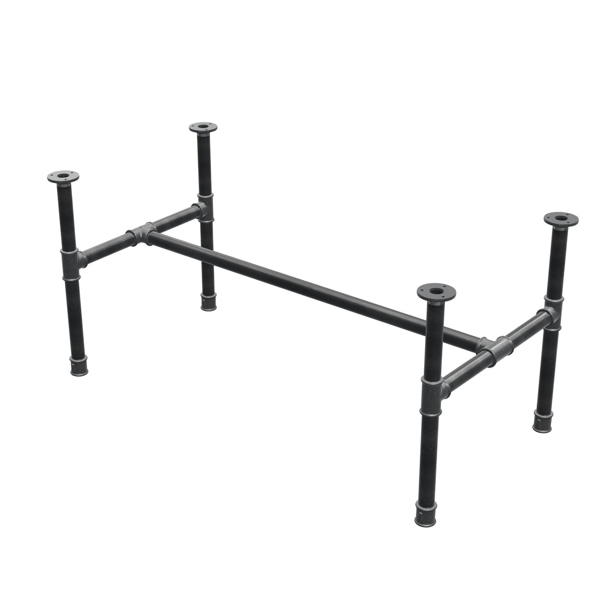 Piètement de table basse, structure en H, fonte et acier Ø 34 mm, 112 × 56 cm, hauteur 52 cm