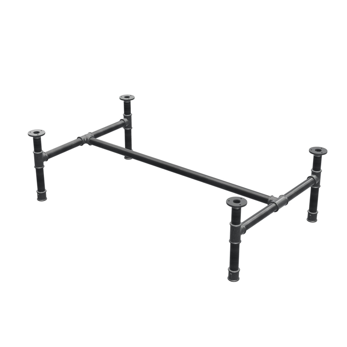 Piètement de table basse, structure en H, fonte et acier Ø 34 mm, 112 × 66 cm, hauteur 32 cm