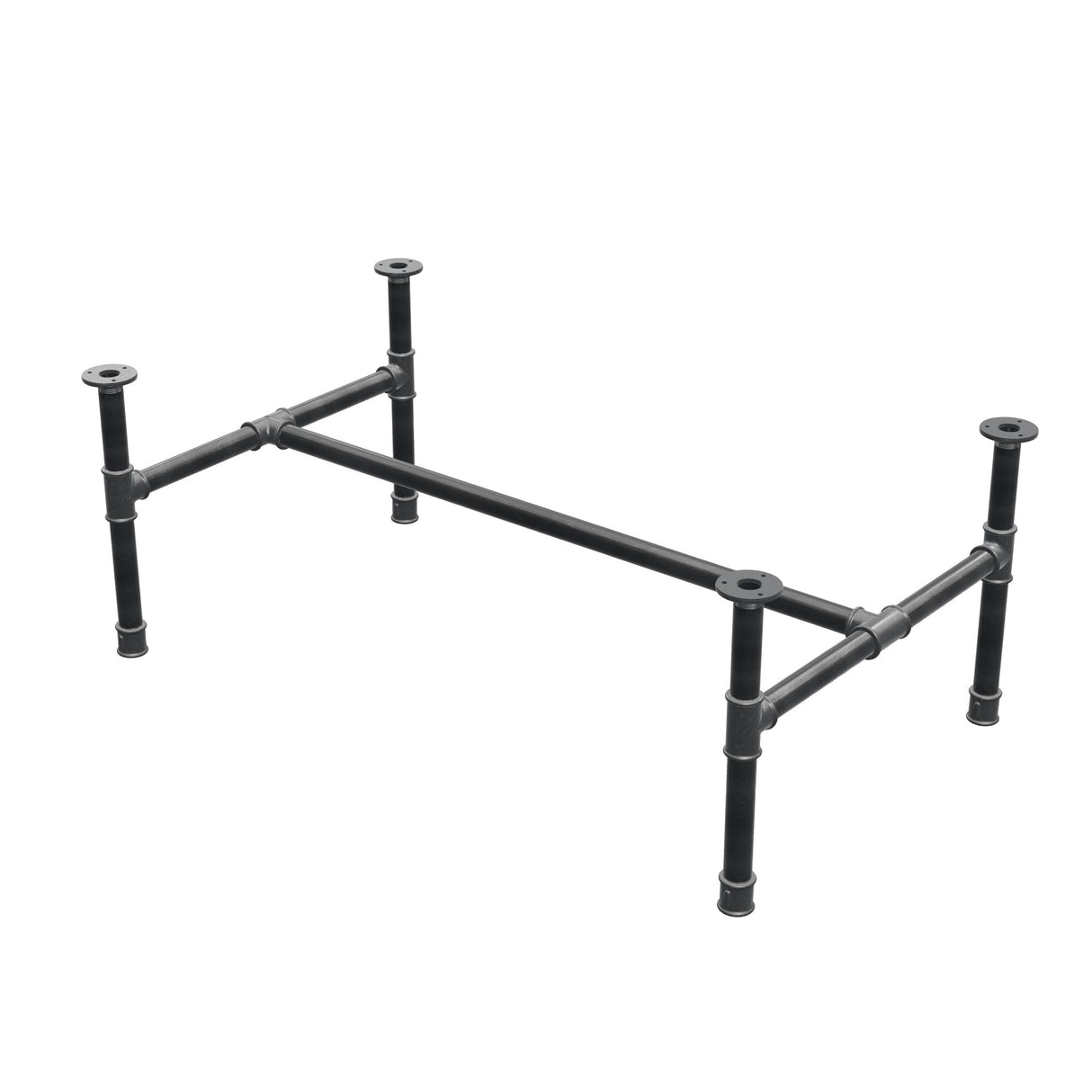 Piètement de table basse, structure en H, fonte et acier Ø 34 mm, 112 × 66 cm, hauteur 42 cm