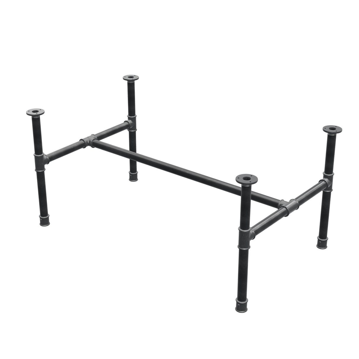 Piètement de table basse, structure en H, fonte et acier Ø 34 mm, 112 × 66 cm, hauteur 52 cm