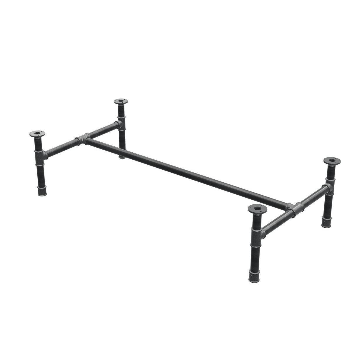 Piètement de table basse, structure en H, fonte et acier Ø 34 mm, 132 × 66 cm, hauteur 32 cm