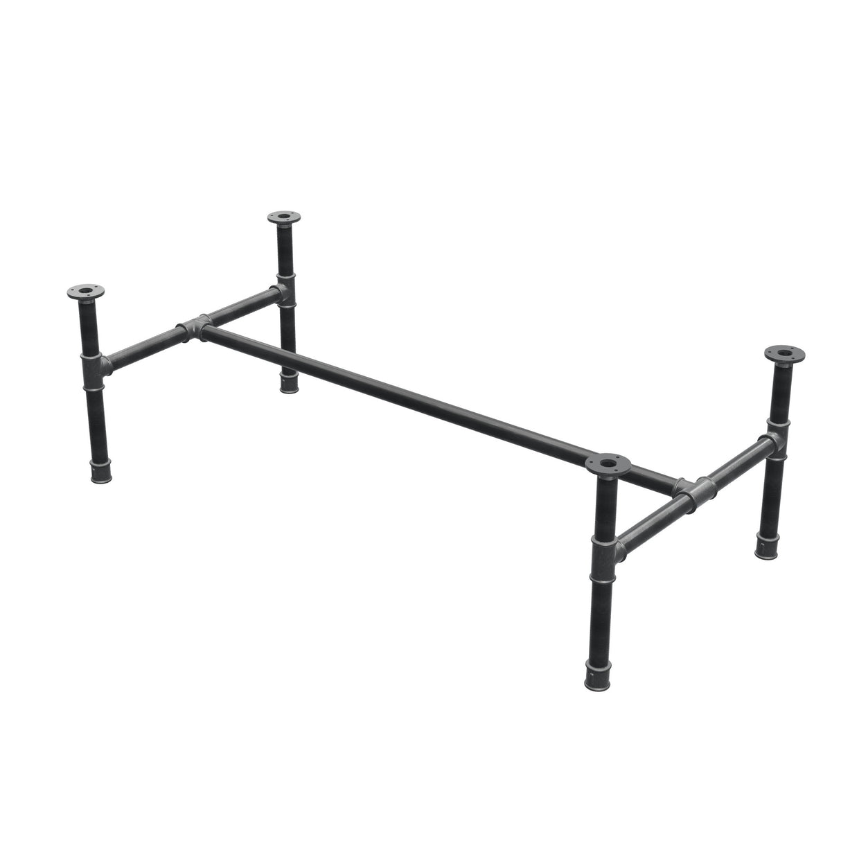 Piètement de table basse, structure en H, fonte et acier Ø 34 mm, 132 × 66 cm, hauteur 42 cm
