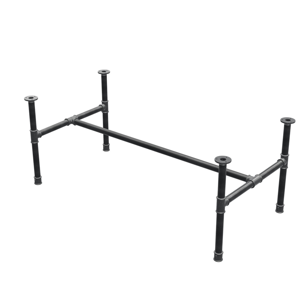 Piètement de table basse, structure en H, fonte et acier Ø 34 mm, 132 × 66 cm, hauteur 52 cm