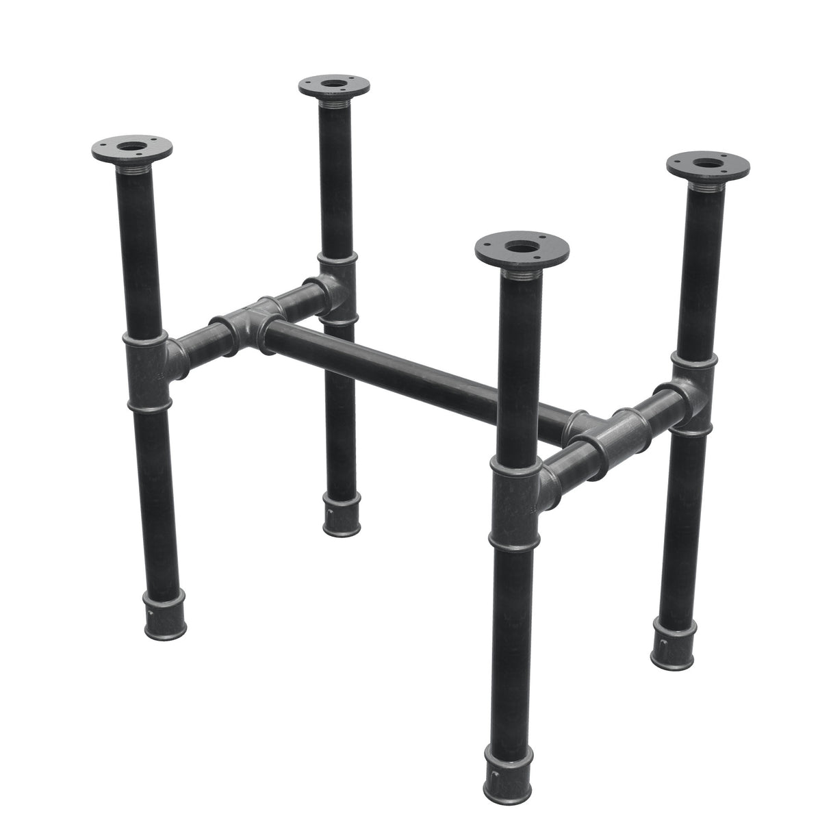Piètement de table basse, structure en H, fonte et acier Ø 34 mm, 52 × 36 cm, hauteur 52 cm