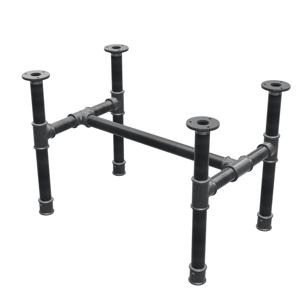 Piètement de table basse, structure en H, fonte et acier Ø 34 mm, 62 × 40 cm, hauteur 42 cm