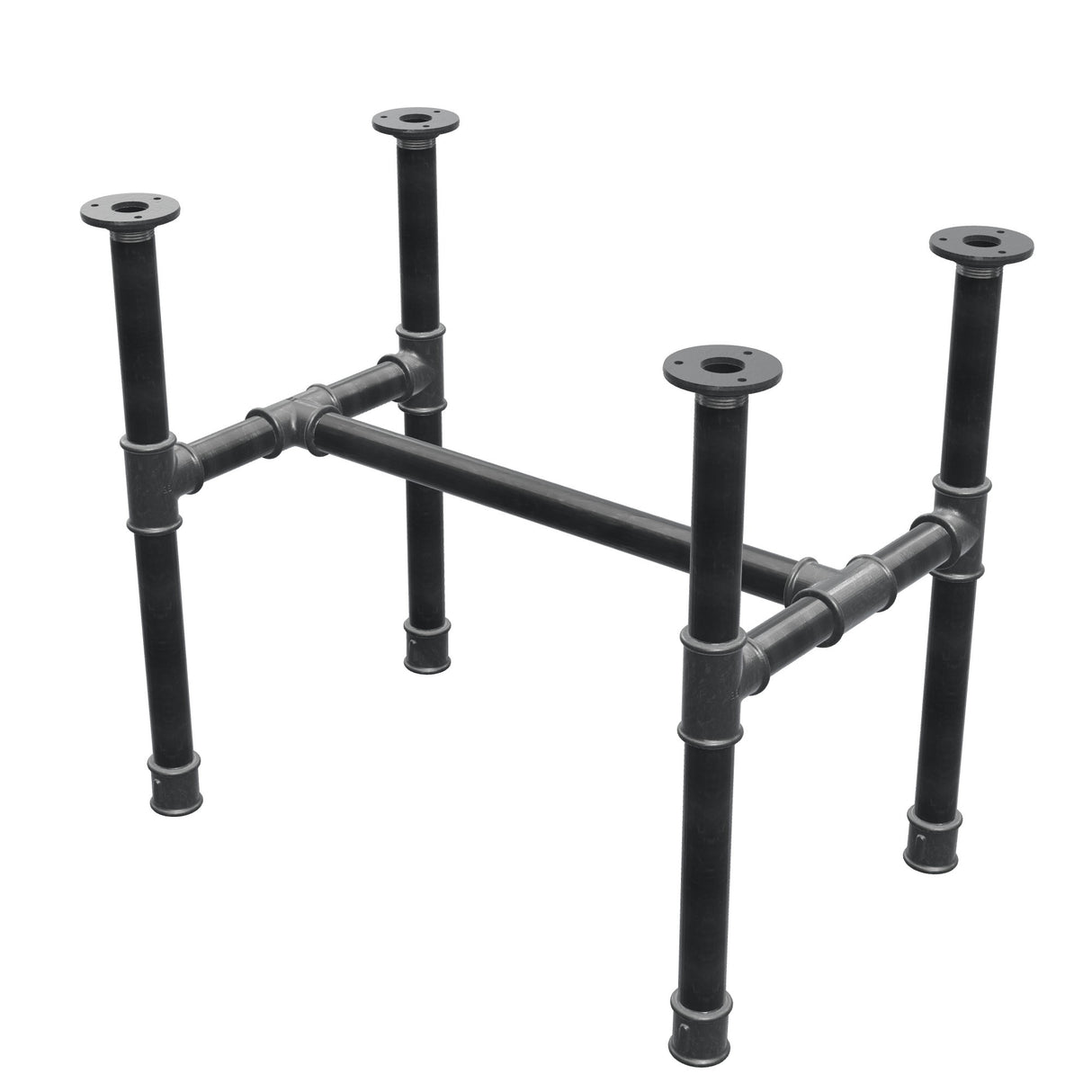 Piètement de table basse, structure en H, fonte et acier Ø 34 mm, 62 × 40 cm, hauteur 52 cm