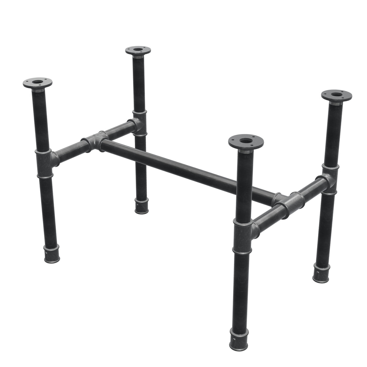 Piètement de table basse, structure en H, fonte et acier Ø 34 mm, 72 × 46 cm, hauteur 52 cm