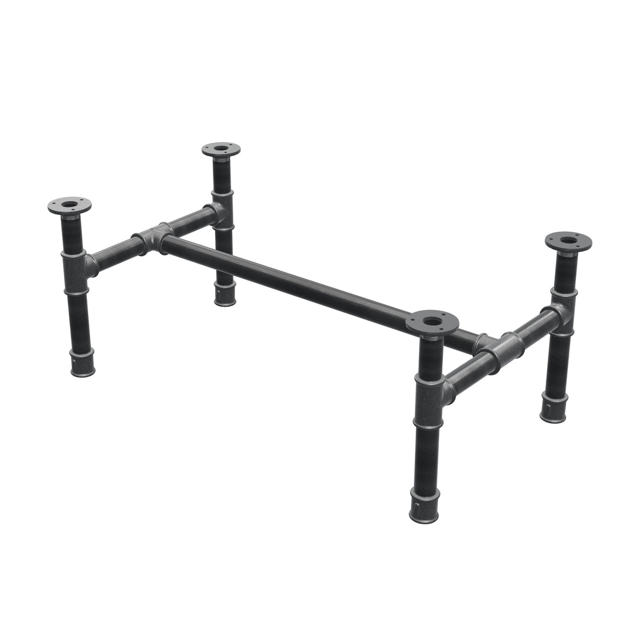 Piètement de table basse, structure en H, fonte et acier Ø 34 mm, 82 × 46 cm, hauteur 32 cm