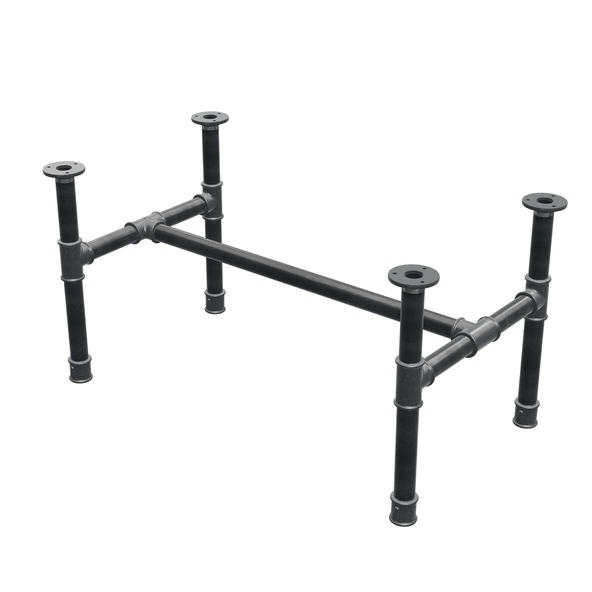 Piètement de table basse, structure en H, fonte et acier Ø 34 mm, 82 × 46 cm, hauteur 42 cm