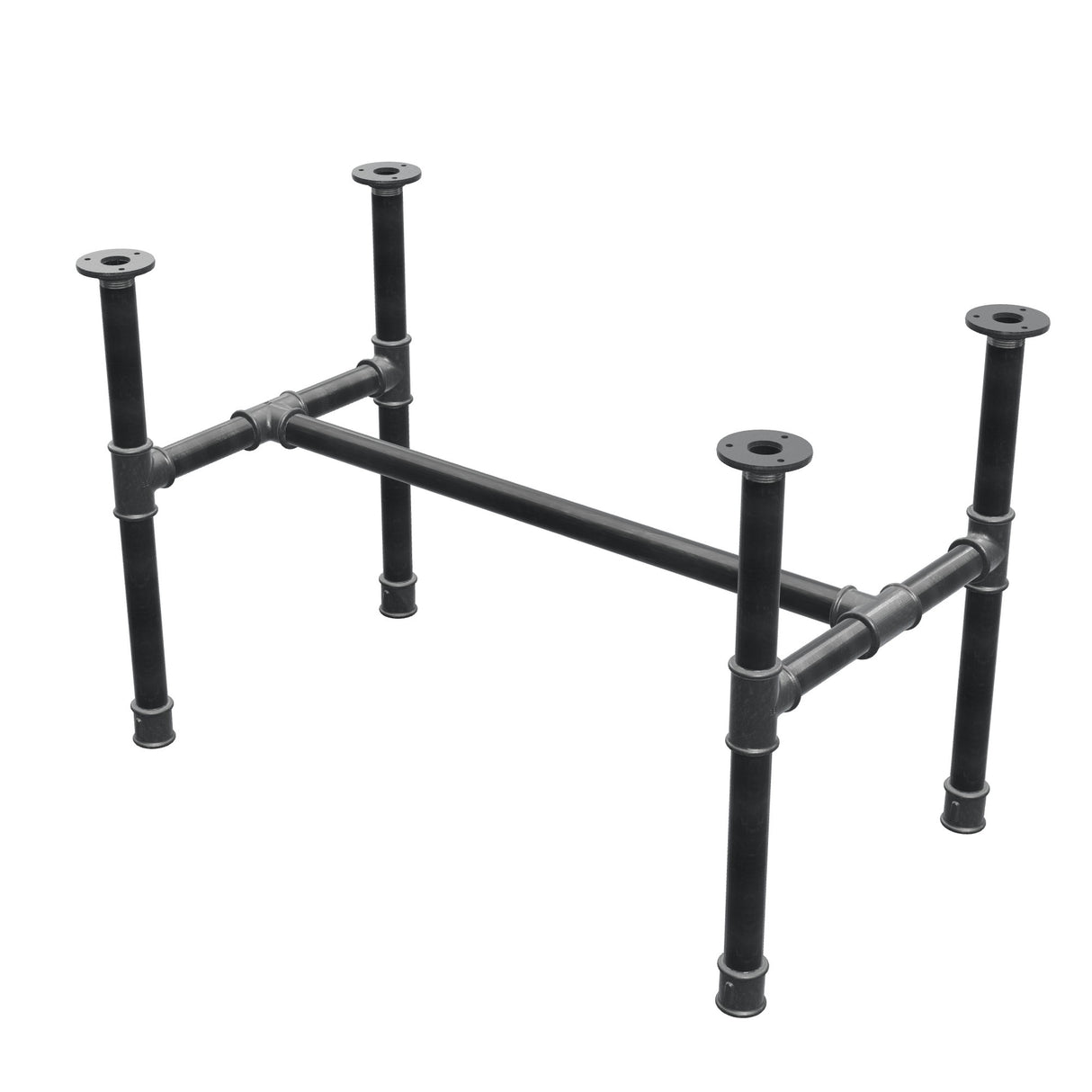 Piètement de table basse, structure en H, fonte et acier Ø 34 mm, 82 × 46 cm, hauteur 52 cm