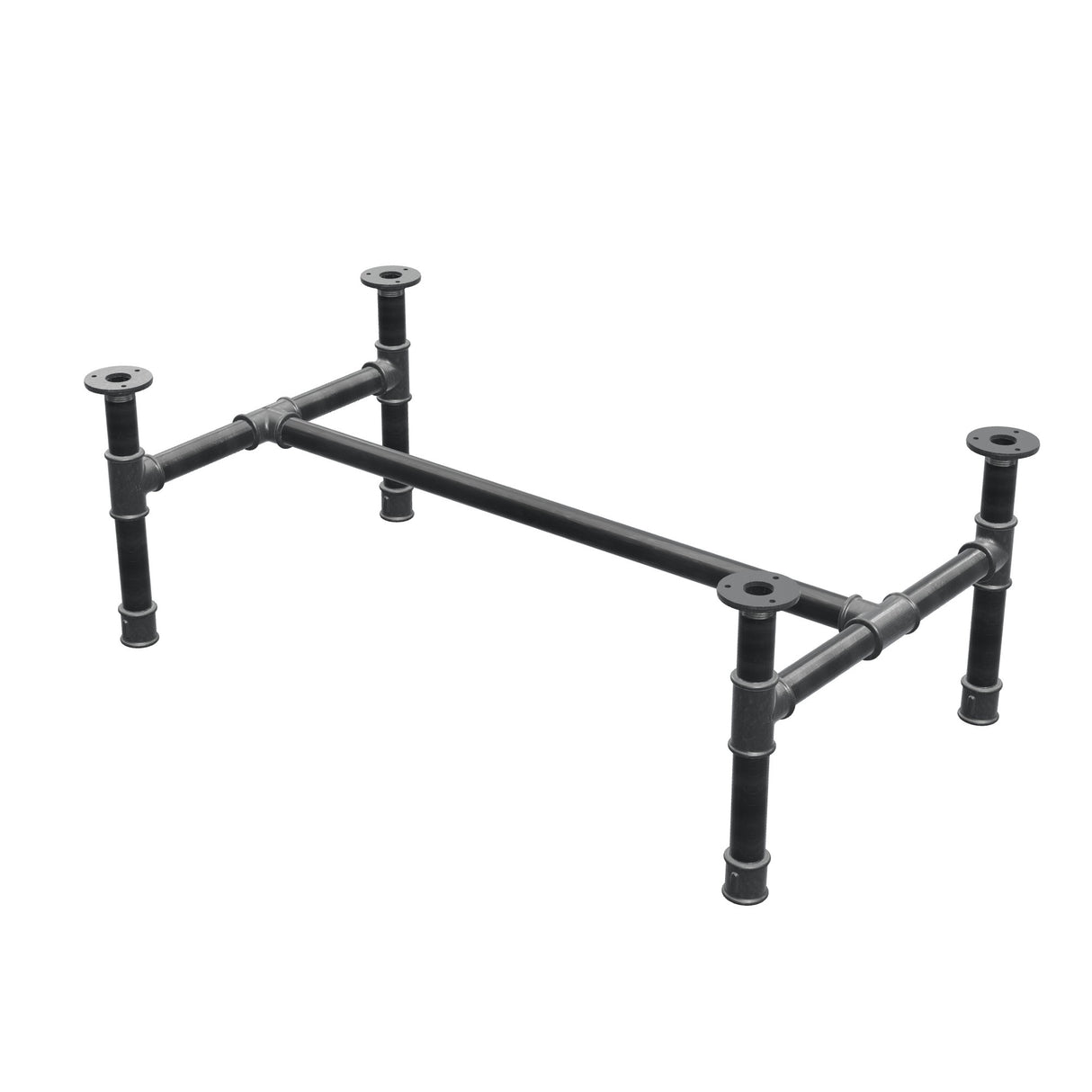 Piètement de table basse, structure en H, fonte et acier Ø 34 mm, 92 × 52 cm, hauteur 32 cm