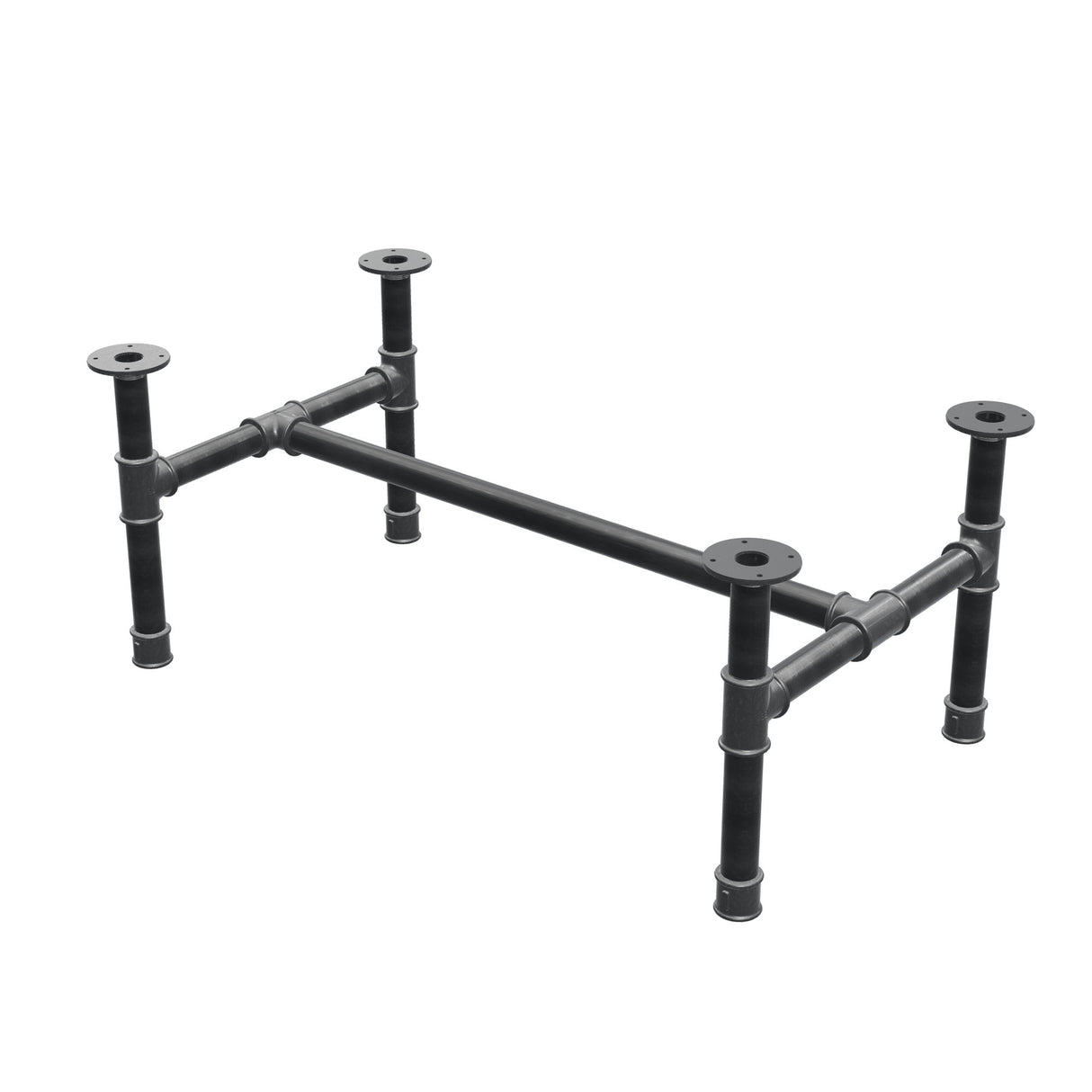 Piètement de table basse, structure en H, fonte et acier Ø 42 mm, 106 × 61 cm, hauteur 44 cm